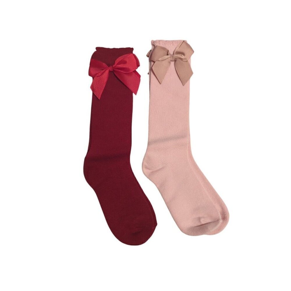 Blue Baobao Girls Size XL (4-6 Years) Red And Light Pink Fashion Bow Socks